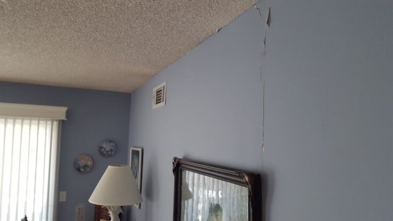 Wall cracks that were repaired by helical piers installed in San Clemente, CA home. 