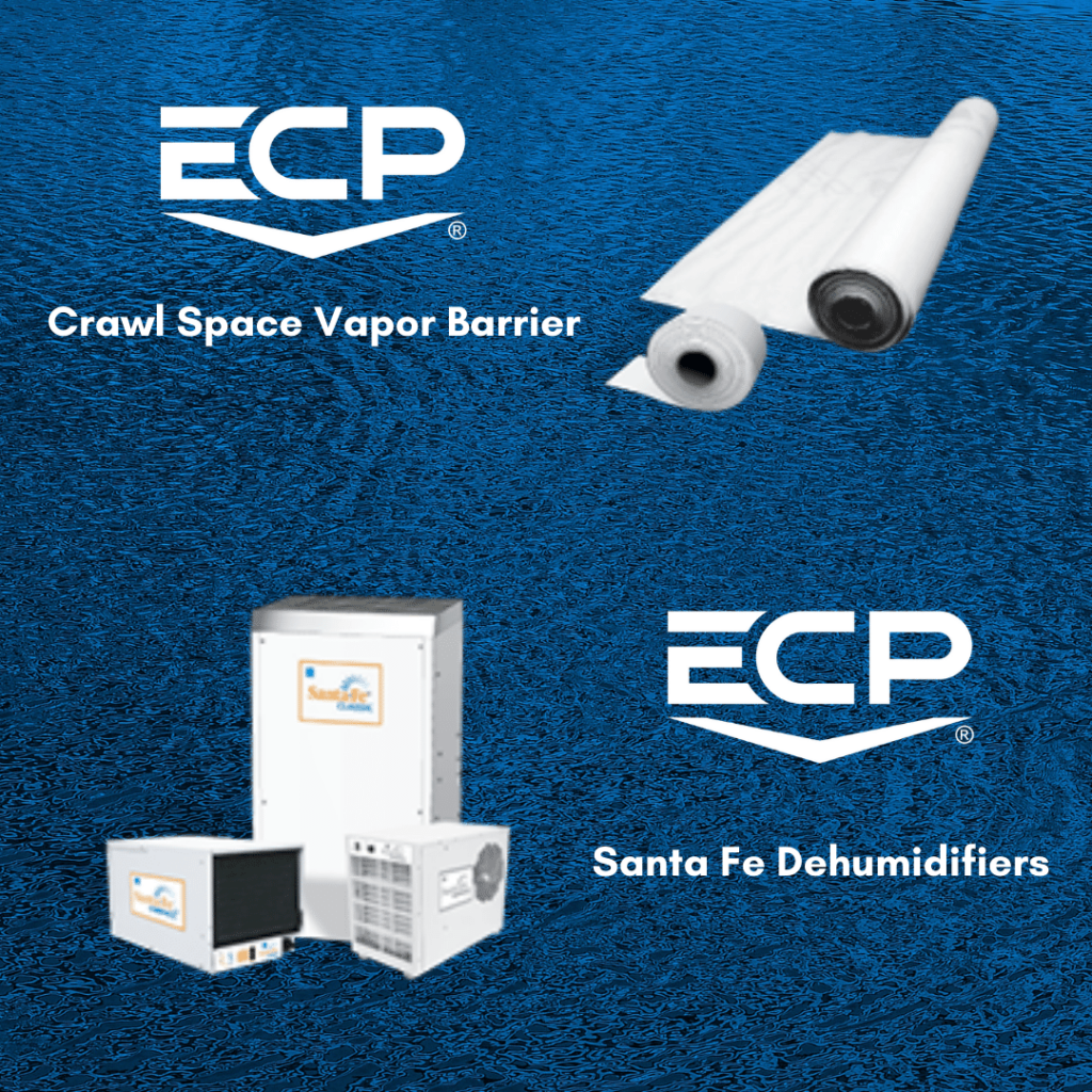 Crawl space encapsulation uses ECP vapor barriers and dehumidifiers